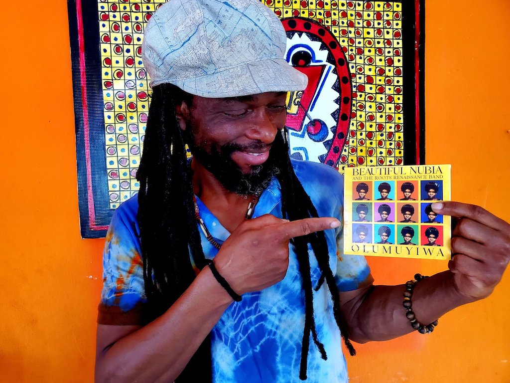 Beautiful Nubia points to his latest album, Olumuyiwa.