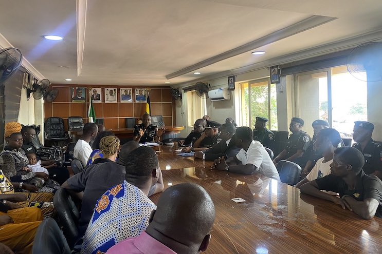 Lagos State Commissioner of Police, Idowu Owohunwa met with affected parties in a sexual harassment case in Lagos on April 25, 2023. Credit: Benjamin Hundeyin / Nigeria Police.