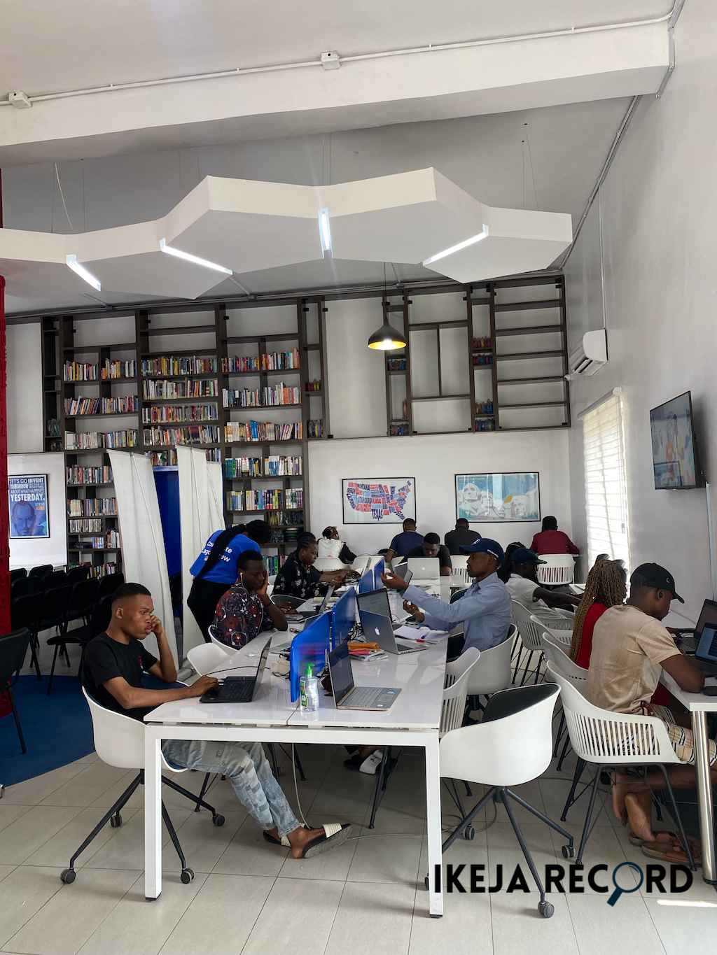 Many young professionals use the co-working space provided by the American Corner Ikeja.