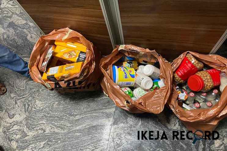 This photo, taken on May 5, 2023, shows expired products seized by the Lagos State Consumer Protection Agency (LASCOPA) from Chimezie Store in Ikeja. Credit: Omon Okhuevbie/Ikeja Record