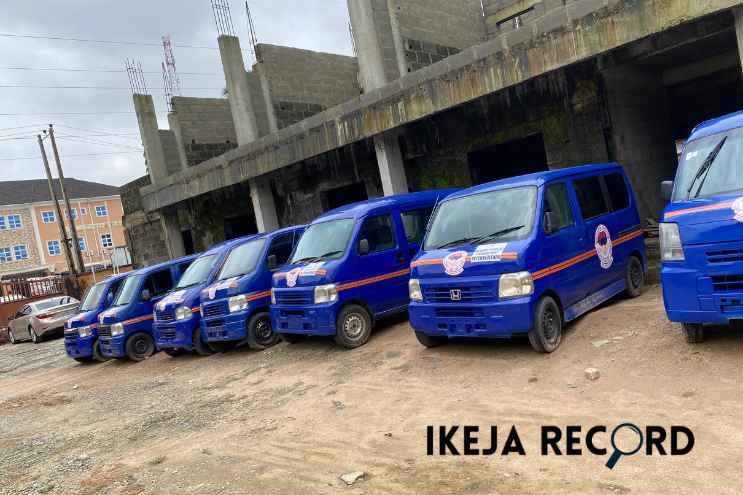 A cross-section of buses at the Ojodu Local Development Council in Oke-Ira. These buses have been earmarked for a free public transport scheme. Credit: Omon Okhuevbie / Ikeja Record