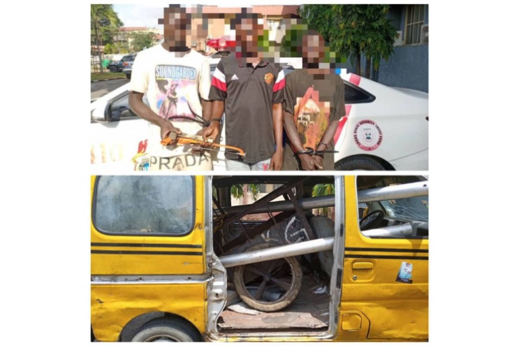 Three suspects arrested by the Police. Credit: Lagos State Police Command / Twitter.