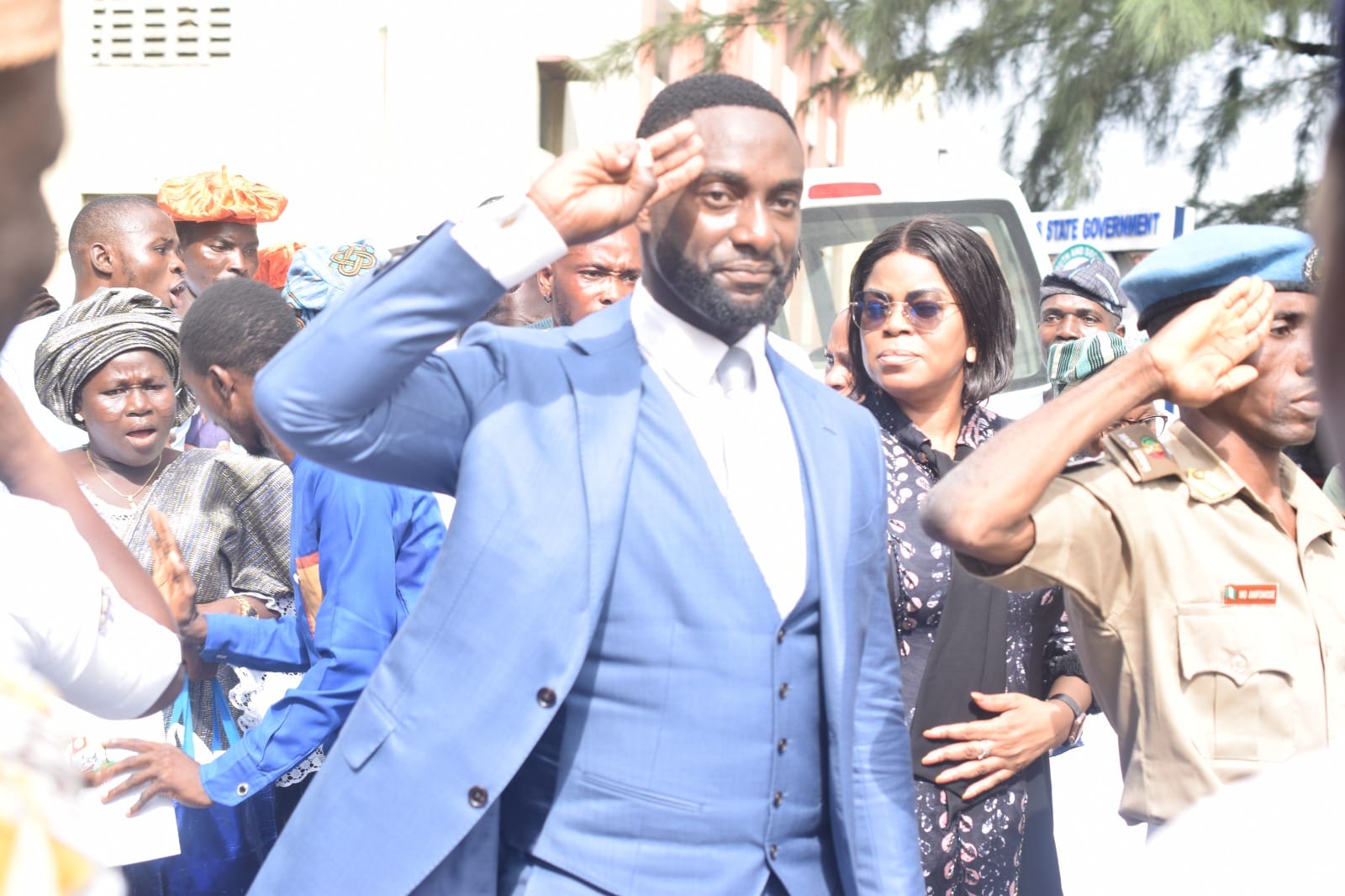 The New Commissioner when he arrived at the Ministry's Premise on Friday. Credit: Lagos State Government Facebook Page.