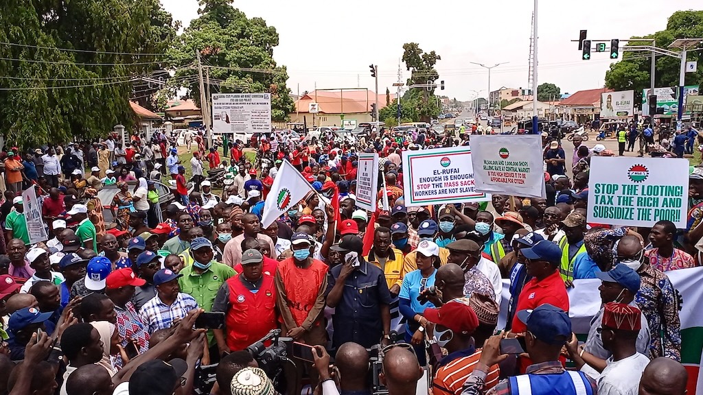 A file photo of a labour union protest.