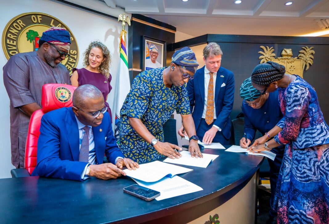 Governor Babajide Sanwo-Olu signs an MoU with Dutch-based Harvest Waste Consortium on waste management and energy production on May 28, 2024. Credit: Babajide Sanwo-Olu / X