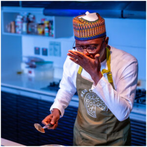 Sanwo-Olu tasting one of his dishes on Father's Day. Credit: Babajide SanwoOlu/X