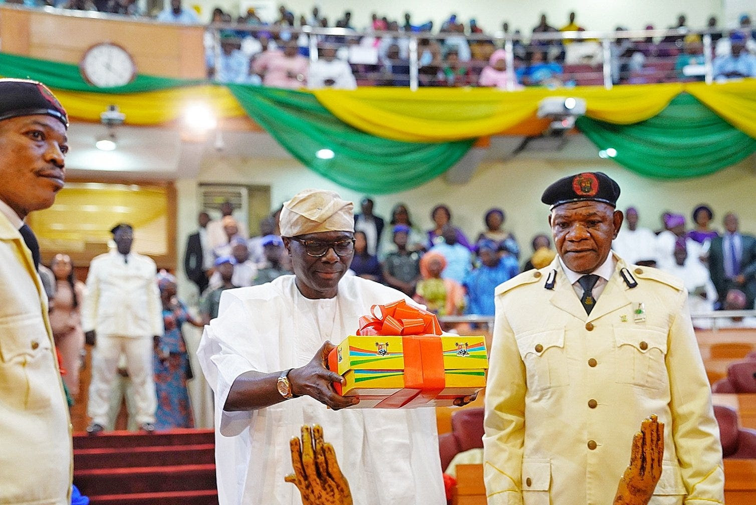 Governor Babajide Sanwo-Olu presents the 2025 budget at the Lagos State House of Assembly.