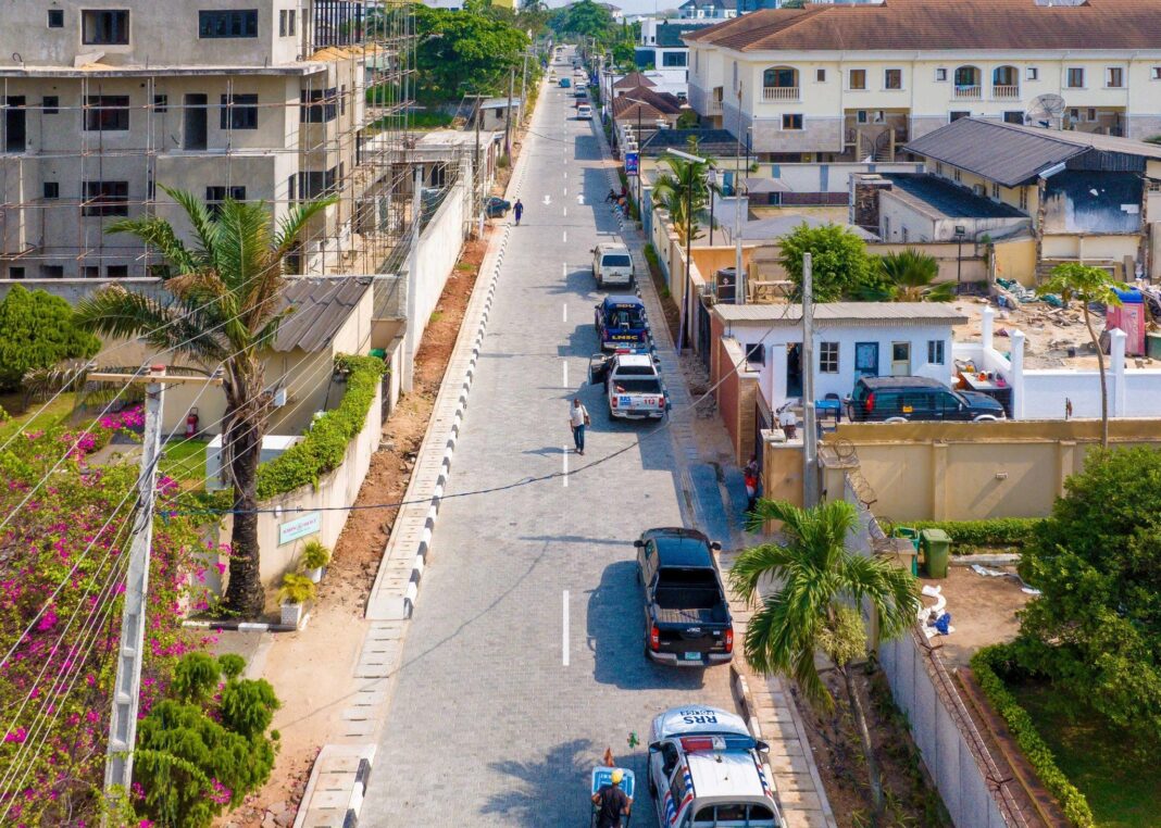 An ariel view of a newly upgraded road in Ikoyi