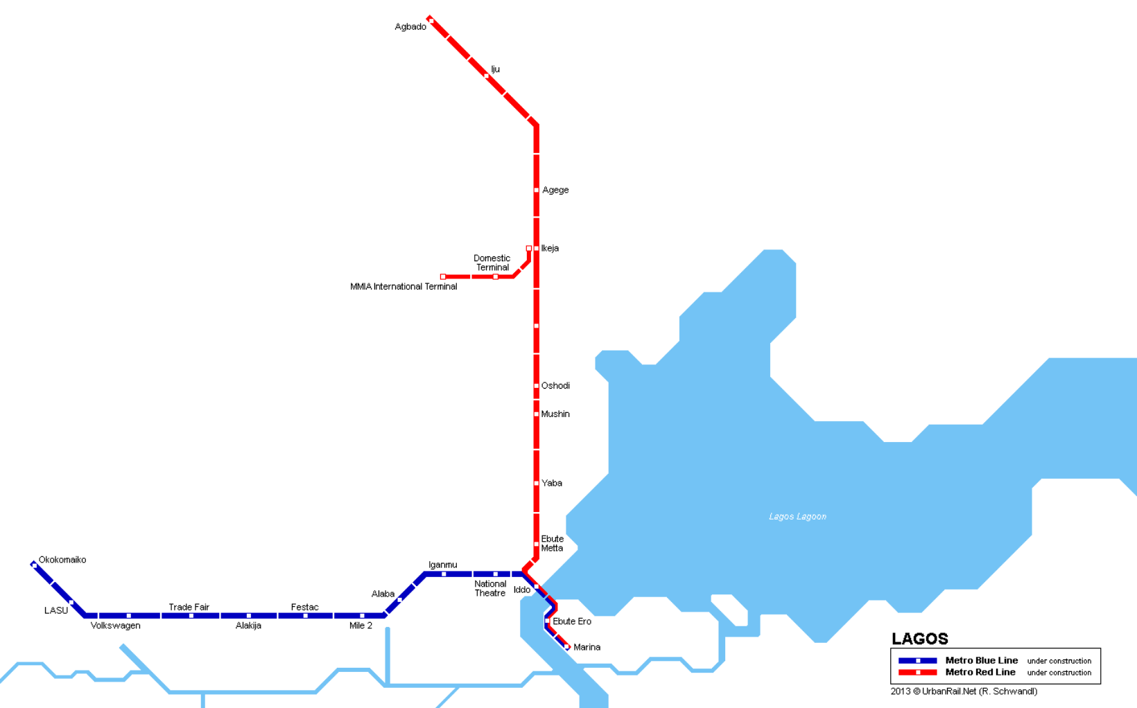 A map showing Red and Blue Line routes. Credit: First Metro.